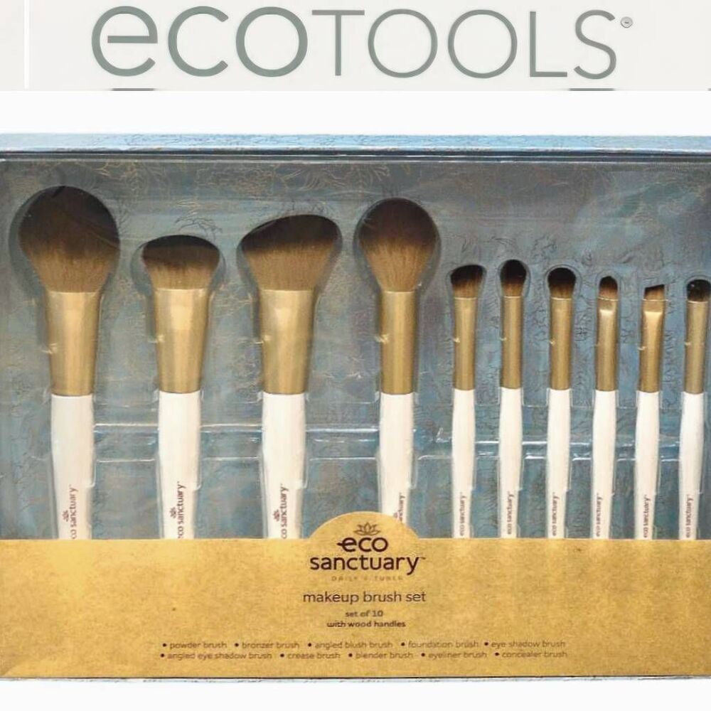 Eco Santuary Daily Rituals Makeup Brush Set Of 10 w Wood Handles